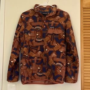 Rare Patagonia Synchilla Canyon Block Big Sisu Brown Pink Aztec Fleece P…